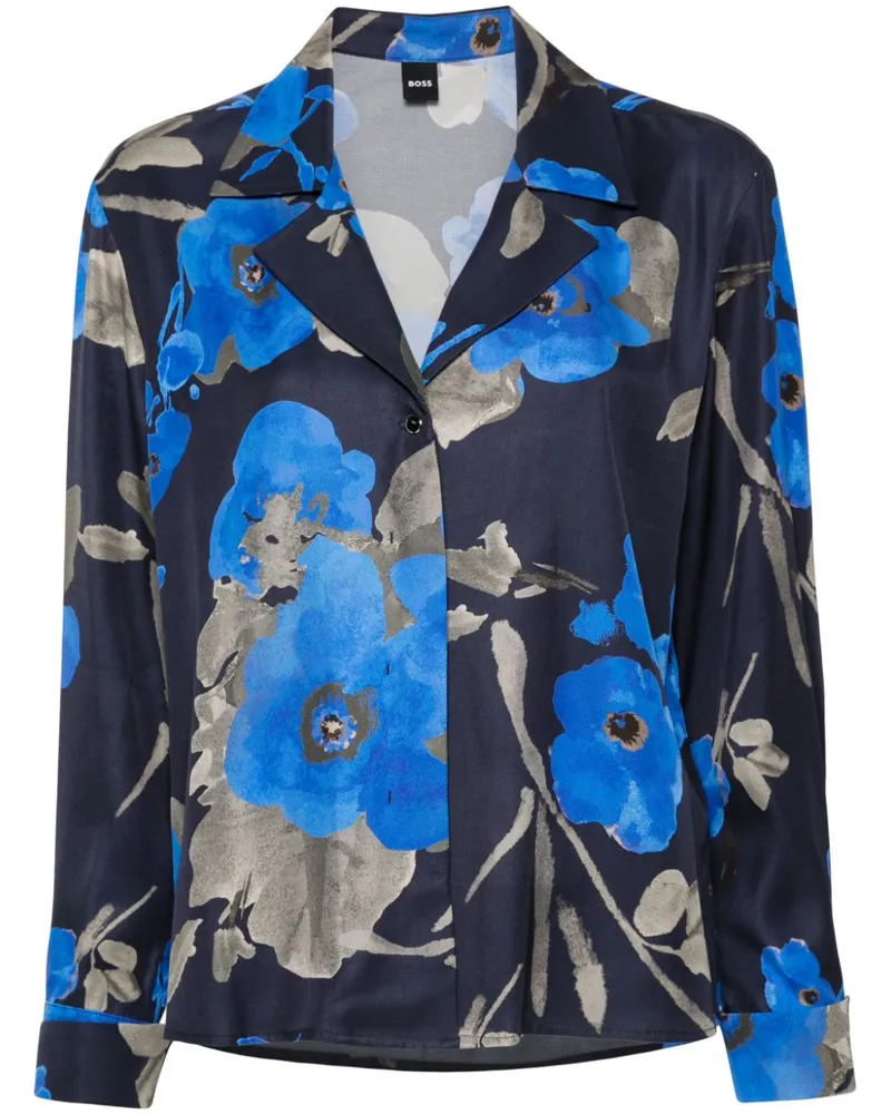 HUGO BOSS Hemd mit Blumen-Print - Blau Blau
