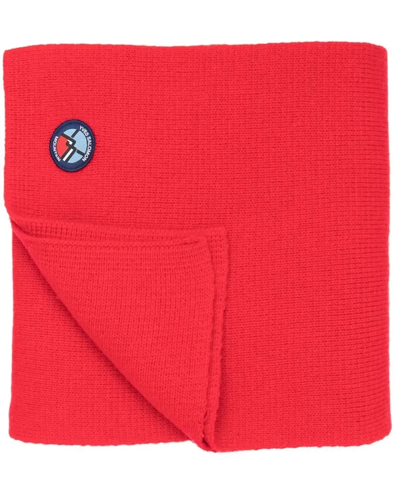 Yves Salomon Gestrickter Schal mit Logo-Patch - Rot Rot