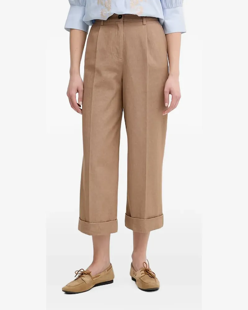 Benetton Plissierte Hose mit Umschlag - Braun Braun