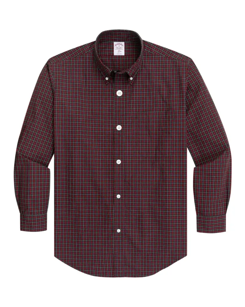 Brooks Brothers Button-down-Hemd mit Birdseye-Karomuster Rot