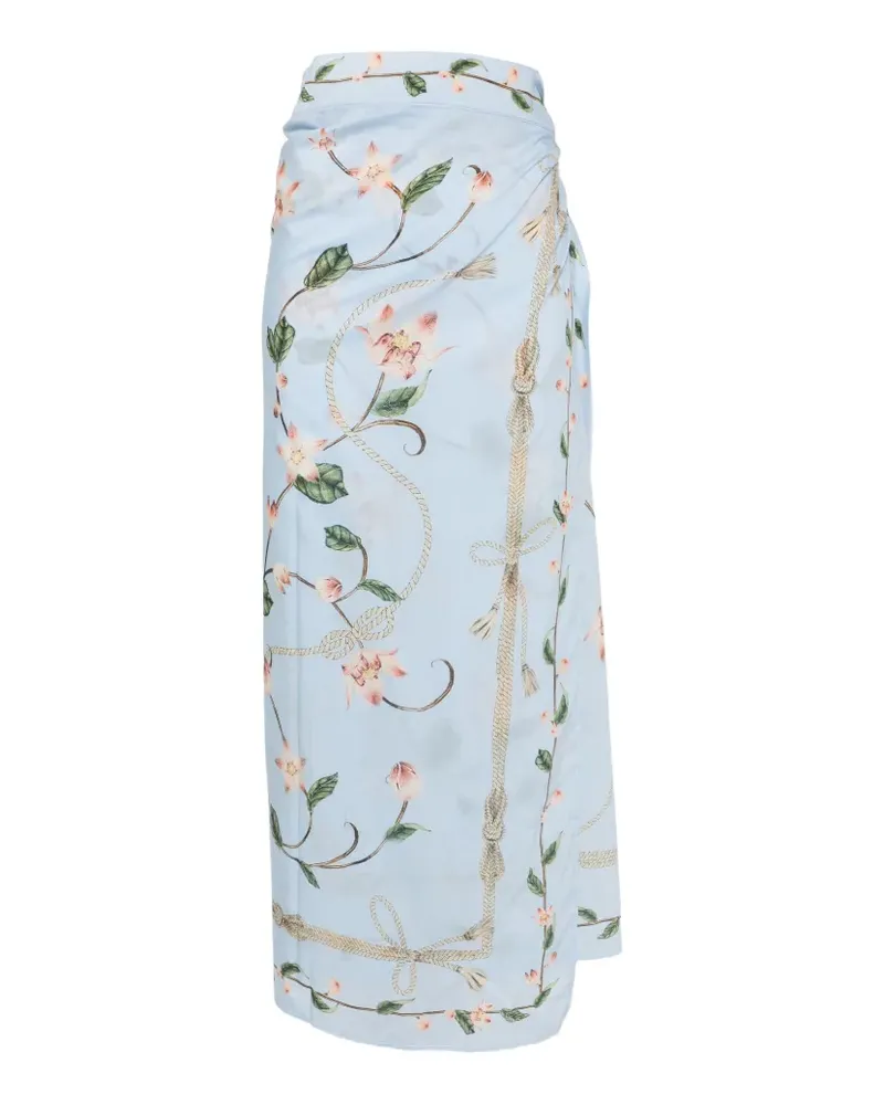 AGUA BENDITA Lavanda Pareo mit Blumenprint - Blau Blau