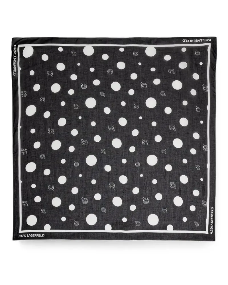 Karl Lagerfeld polka-dot logo-print scarf - Schwarz Schwarz