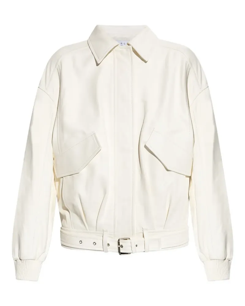 IRO Manka Lederjacke mit Gürtel - Weiß Weiß