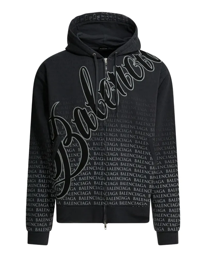 Balenciaga logo-print zip-up hoodie - Schwarz Schwarz