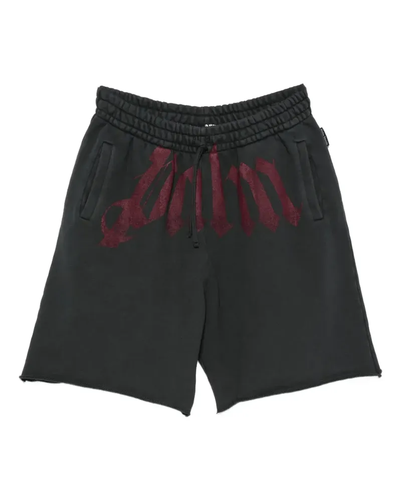 Palm Angels logo-print raw-cut shorts - Grau Grau