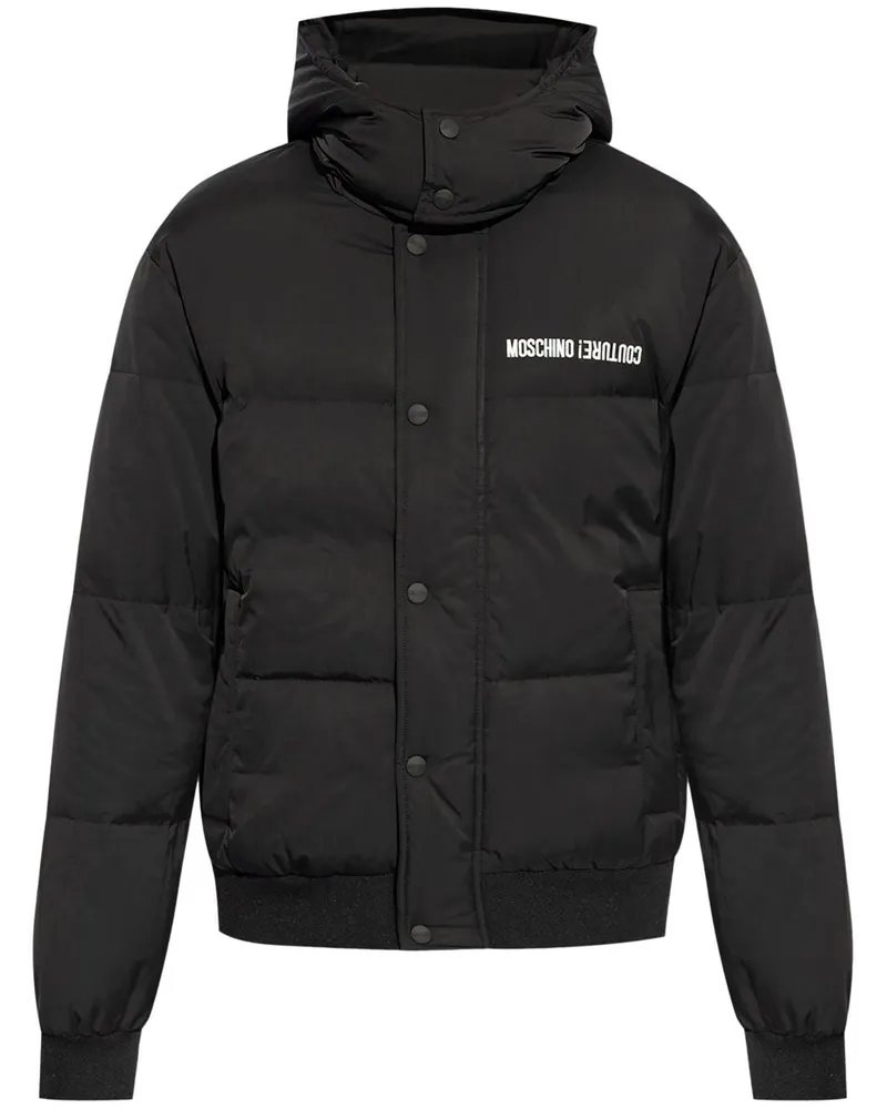 Moschino Gefütterte Jacke mit Logo-Print - Schwarz Schwarz