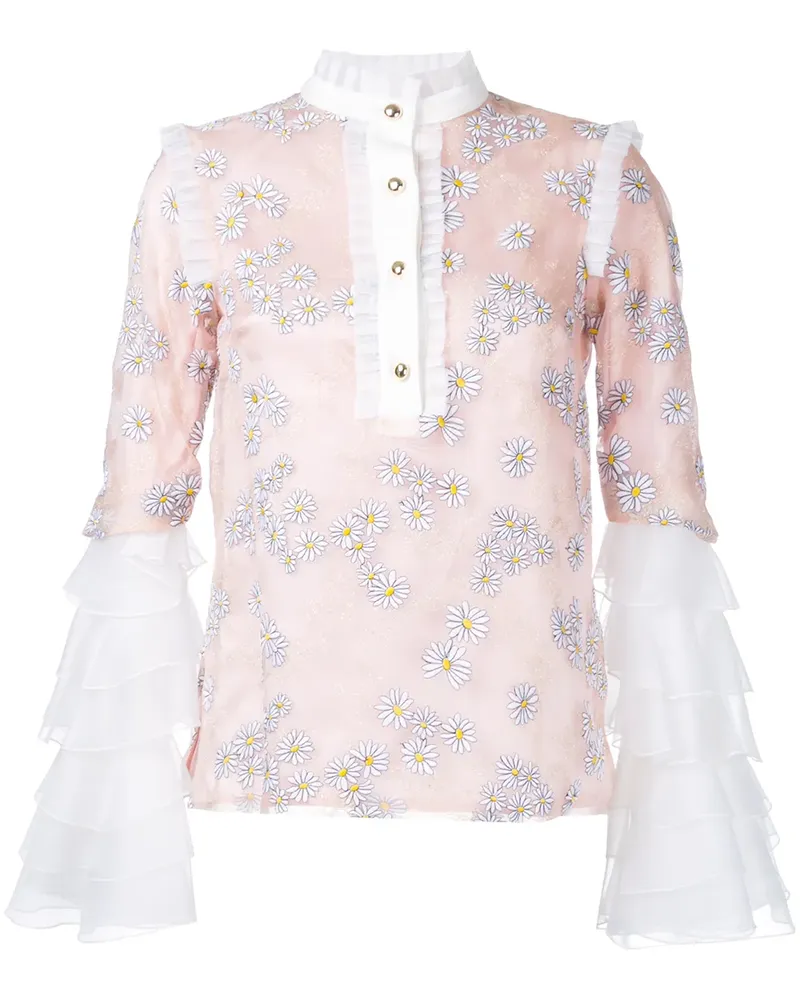 macgraw Seidenbluse mit Blumen-Print - Rosa Rosa