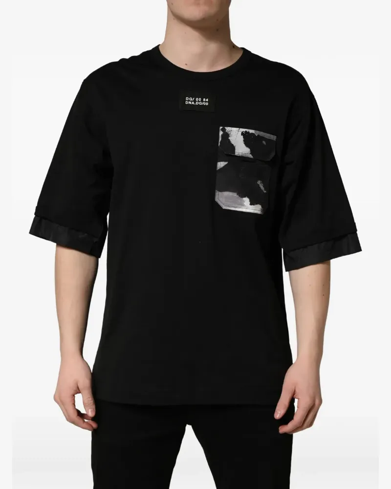 Dolce & Gabbana camouflage-pocket oversized T-shirt - Schwarz Schwarz