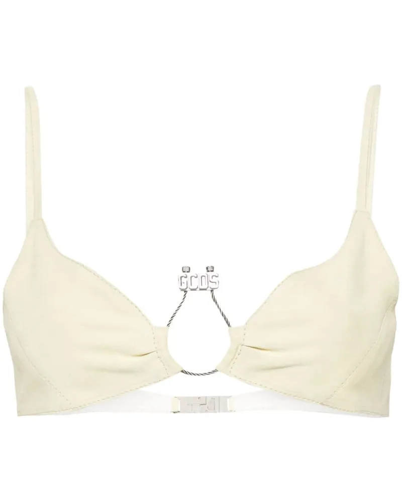 GCDS Hoop Wildleder-Bralet mit Logo-Schild - Gelb Gelb
