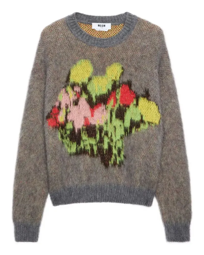 MSGM floral-detail sweater - Grau Grau