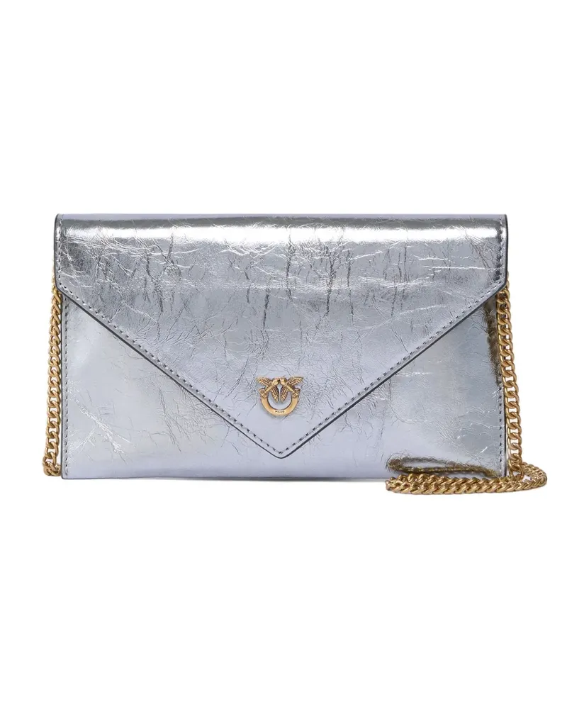 Pinko Metallic-Clutch mit Klappe - Grau Grau