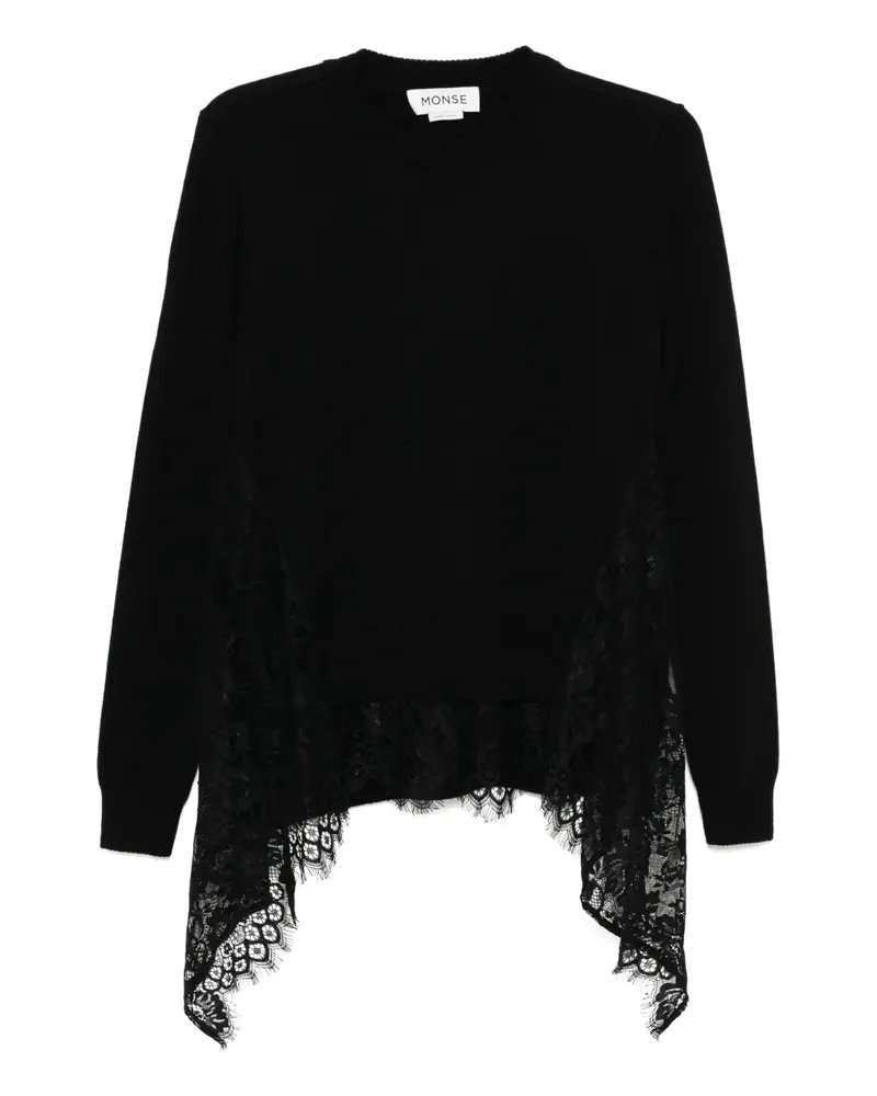 Monse Pullover mit Spitzeneinsatz - Schwarz Schwarz
