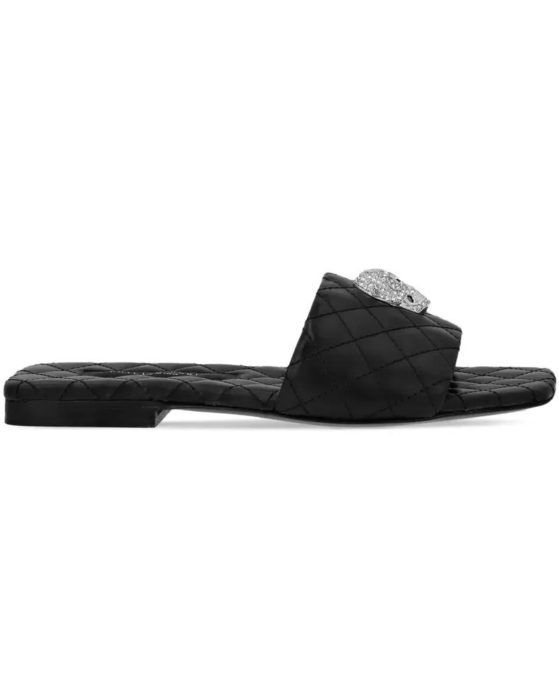 Philipp Plein Mules mit Totenkopf - Schwarz Schwarz