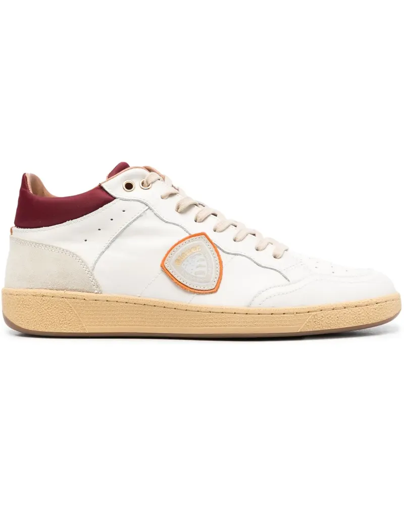 Blauer Sneakers mit Logo-Patch - Weiß Weiß