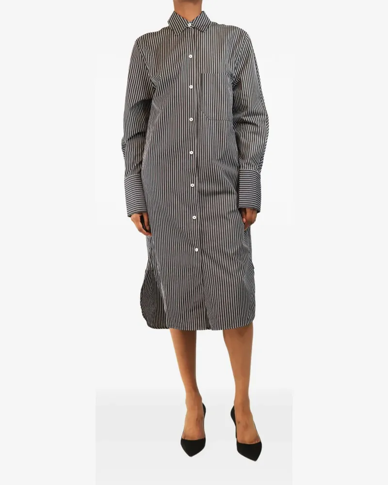 Totême Gestreiftes Hemdkleid im Oversized-Look - Schwarz Schwarz