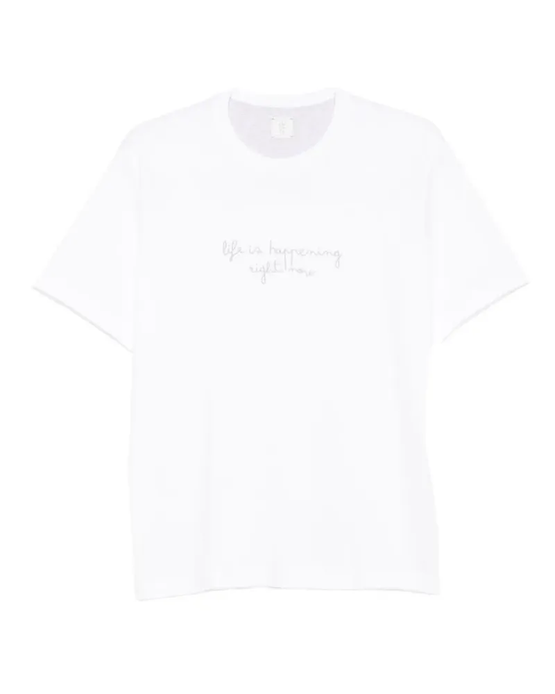 Eleventy T-Shirt mit Stickerei - Weiß Weiß