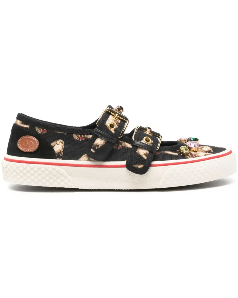 Valentino Garavani Ballerina-Sneakers mit Doppelschnalle - Schwarz Schwarz