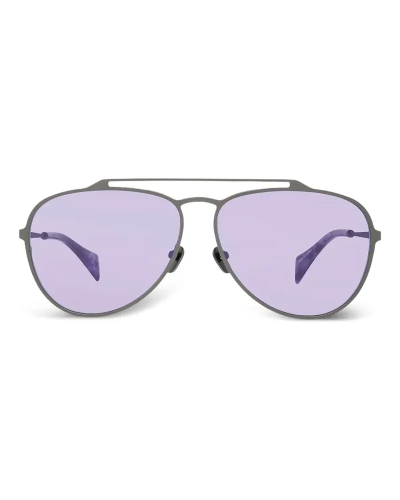 Yohji Yamamoto double-bridge pilot-frame sunglasses - Grau Grau