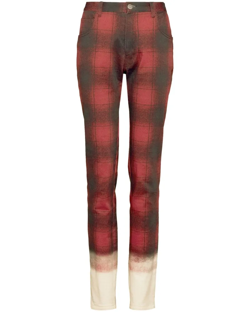 Maison Margiela Halbhohe Pendleton Slim-Fit-Jeans mit Karo Rot