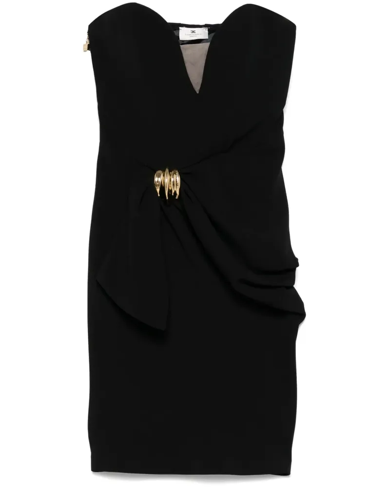 Elisabetta Franchi Minikleid aus Krepp mit Schleifendetail - Schwarz Schwarz