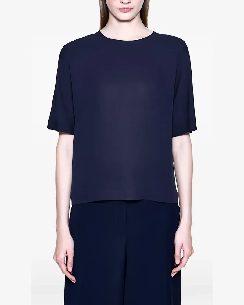 Giorgio Armani Georgette short-sleeved round-neck blouse - Blau Blau