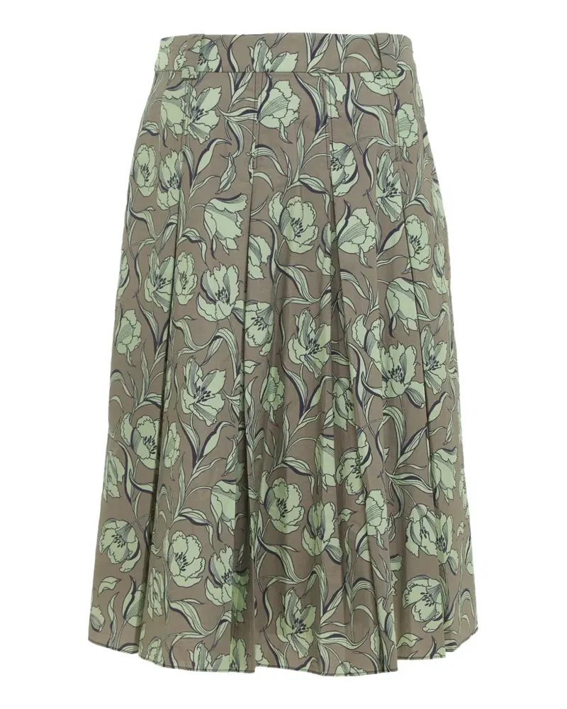 3.1 phillip lim floral-print pleated midi skirt - Nude Nude