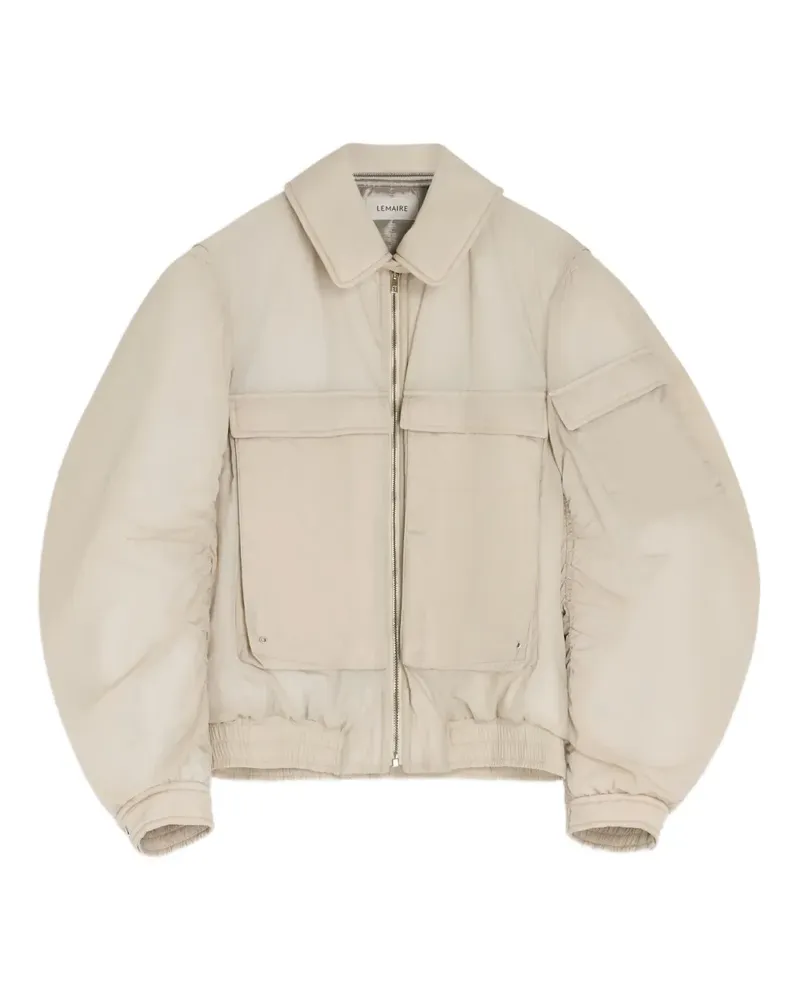 Christophe Lemaire detachable-collar zip-up puffer jacket - Nude Nude