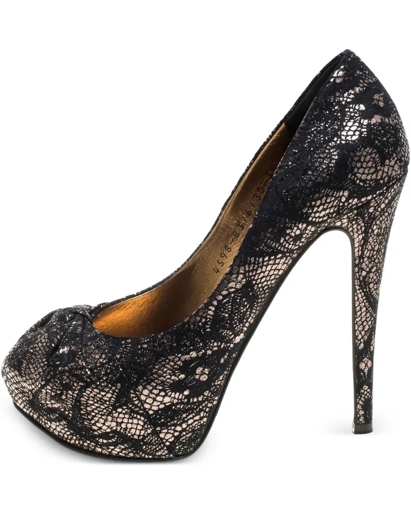 Gina Pre-owned Peeptoe-Pumps 130mm - Schwarz Schwarz