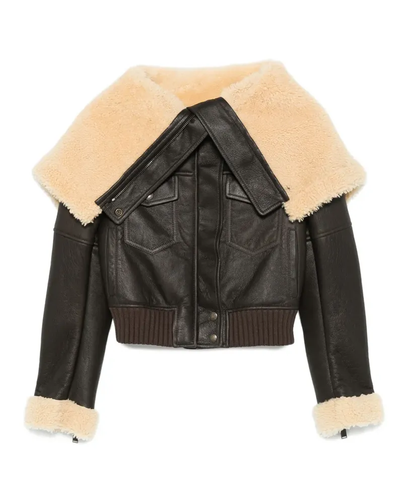 Alexander McQueen Lederjacke mit Shearling-Kragen - Braun Braun