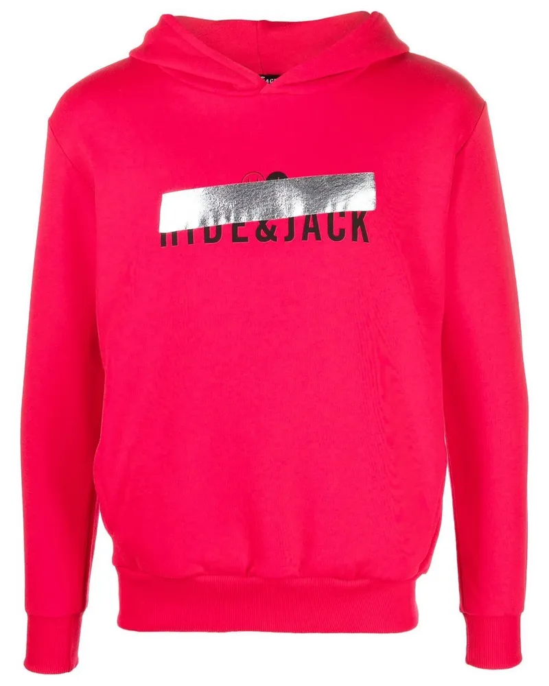 Hide & Jack Hoodie mit Tape-Logo - Rot Rot
