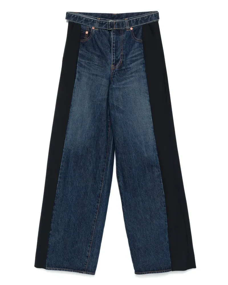 Sacai Weite Jeans mit Kontrasteinsätzen - Blau Blau