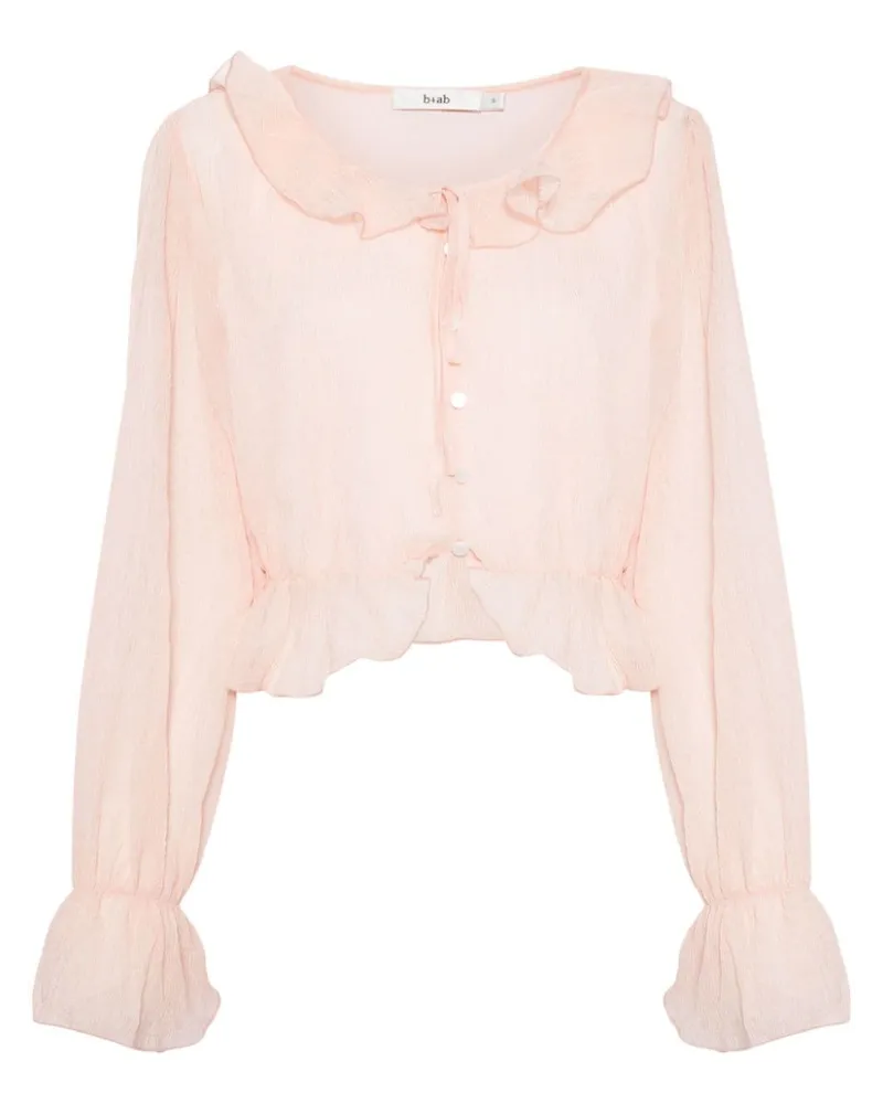 b+ab Semi-transparente Cropped-Bluse Rosa