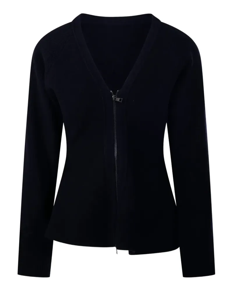 NUDE Gerippter Cardigan mit Reißverschluss - Blau Blau