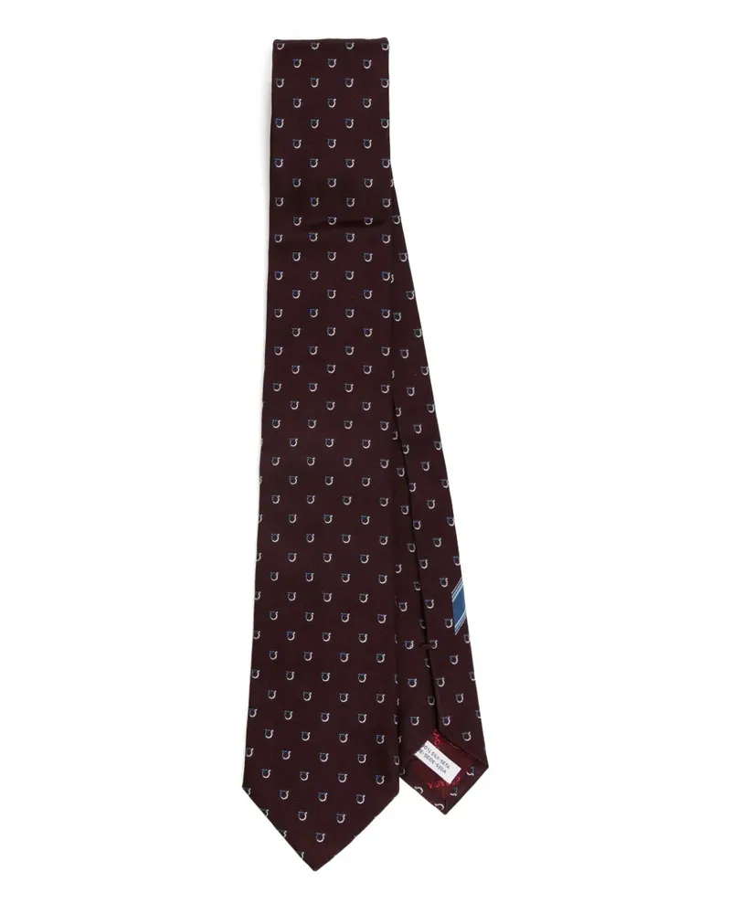 Ferragamo Seidenkrawatte mit Gancini-Print - Rot Rot