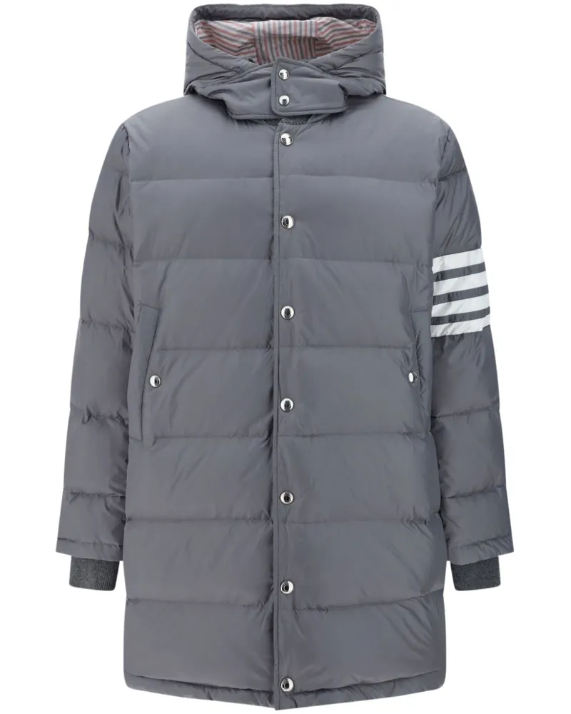 Thom Browne Gestreifter Daunenmantel - Grau Grau