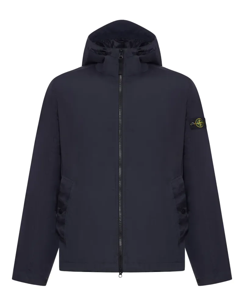 Stone Island hooded logo compass jacket - Blau Blau
