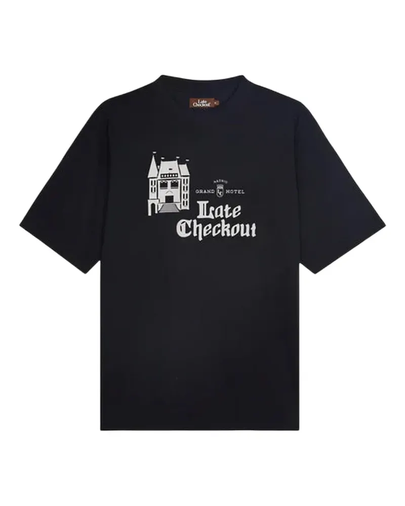 Late Checkout Black Hotel-logo T-shirt - Schwarz Schwarz