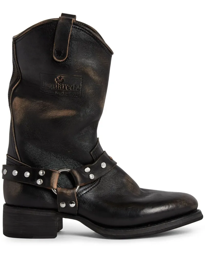 Dsquared2 Bikerstiefel im Used-Look - Schwarz Schwarz