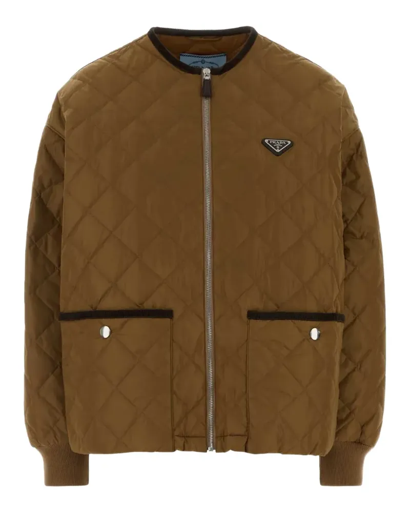 Prada quilted logo-plaque jacket - Braun Braun