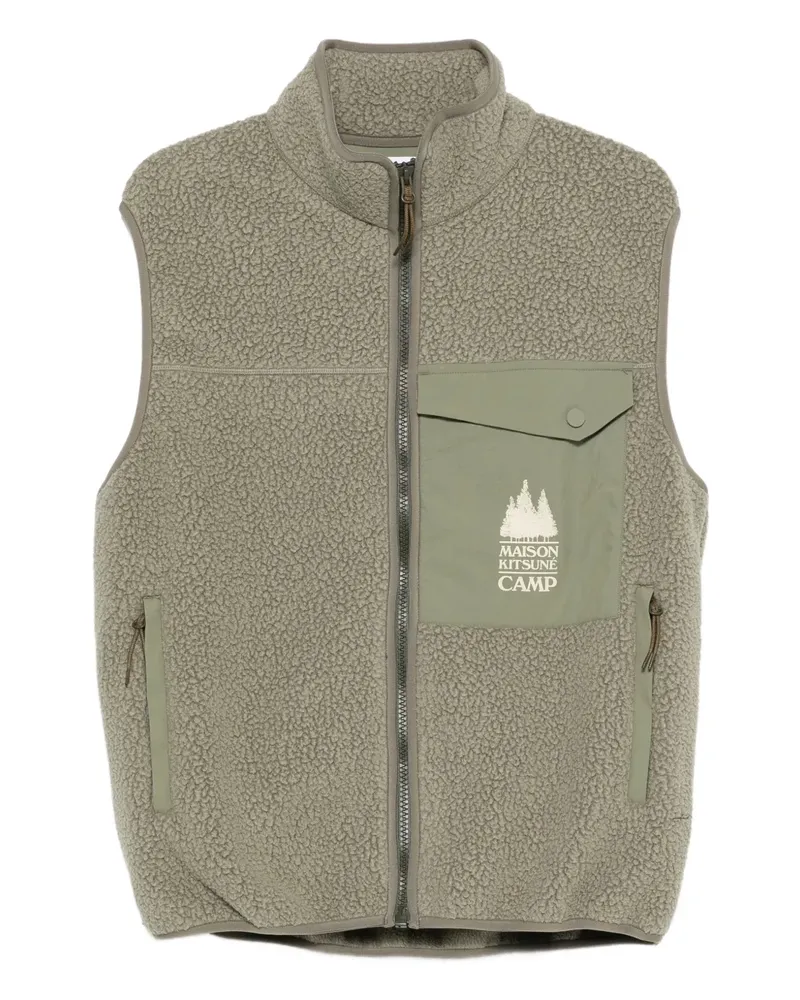 Kitsuné zip-fastening chest-pocket gilet - Grün Grün