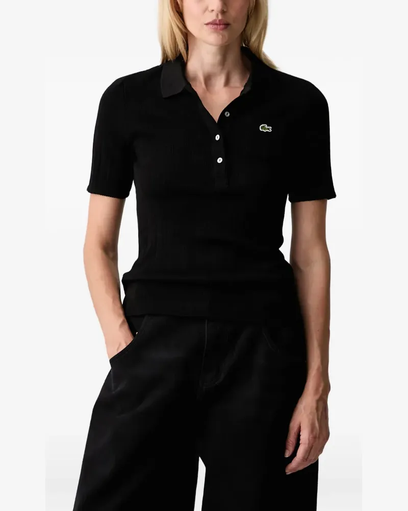 Lacoste Geripptes Poloshirt mit Logo-Patch - Schwarz Schwarz