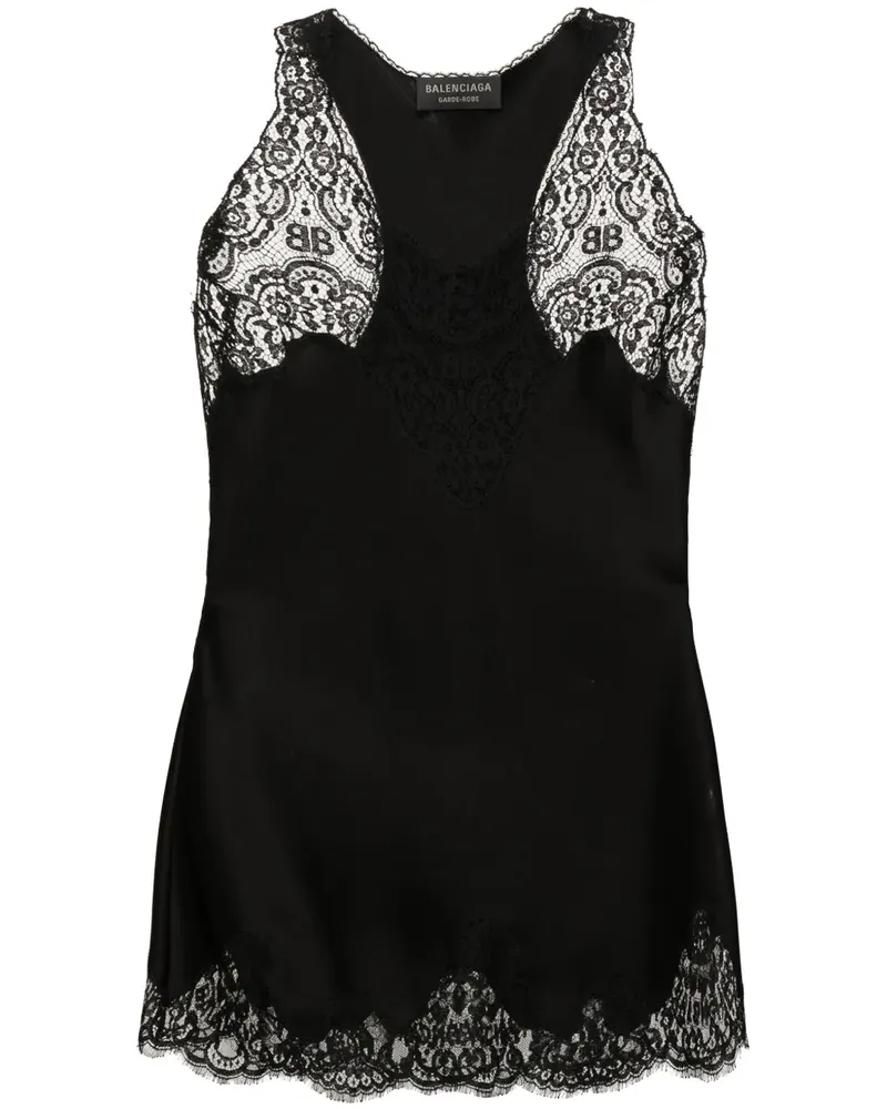 Balenciaga Top mit Spitzenborte - Schwarz Schwarz