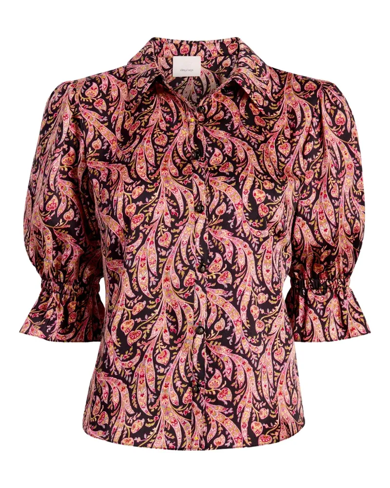 Cinq à Sept Paisley-Oberteil mit Puffärmeln - Rot Rot