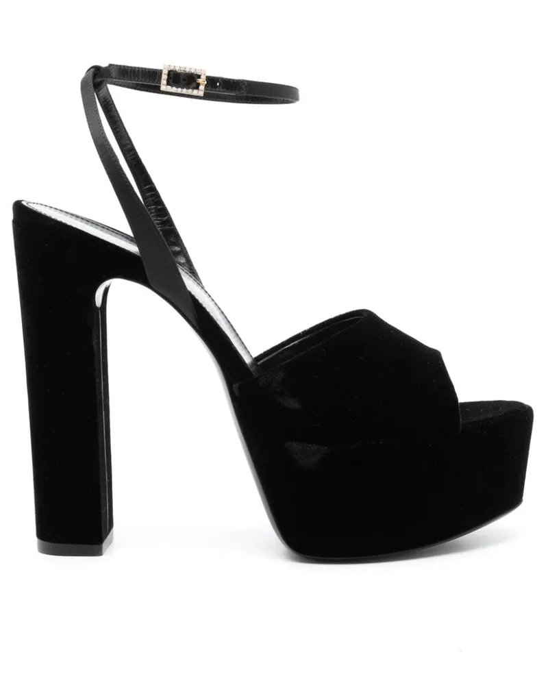 Saint Laurent Jodie Sandalen aus Samt 95mm - Schwarz Schwarz