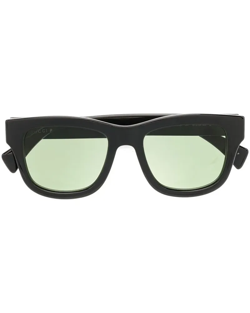 Gucci Eckige Sonnenbrille mit Logo - Schwarz Schwarz