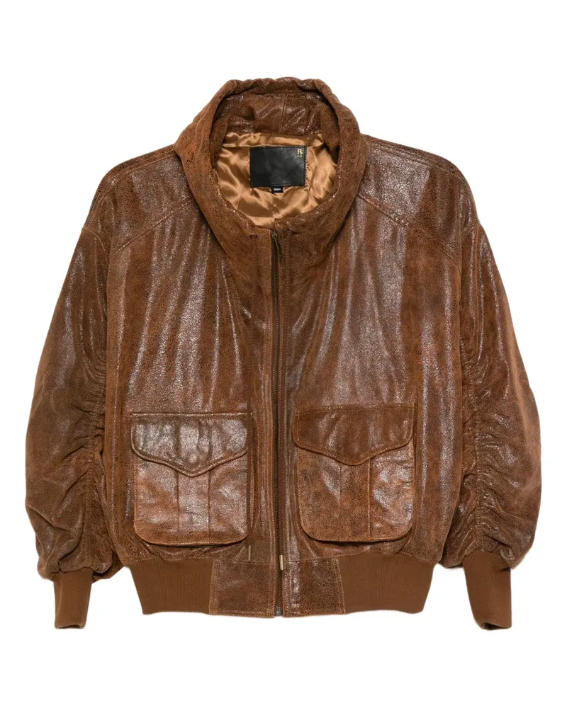 R13 Bomberjacke aus Leder - Braun Braun