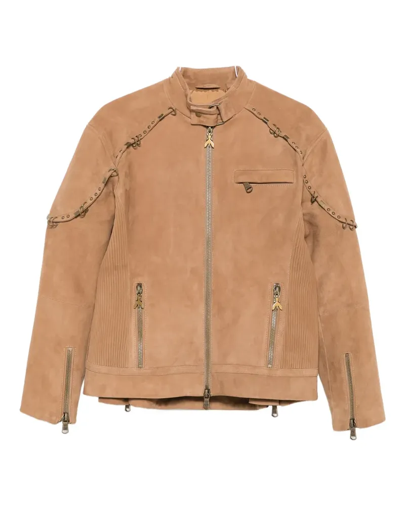 Patrizia Pepe Reißverschluss-Jacke mit Zierkette - Braun Braun