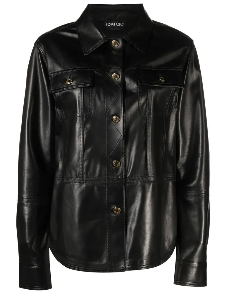 Tom Ford Hemd aus Kalbsleder - Schwarz Schwarz