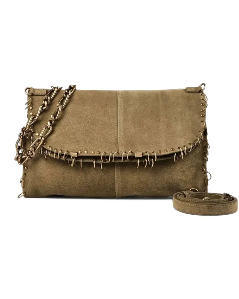 Patrizia Pepe ring-detailed suede shoulder bag - Braun Braun