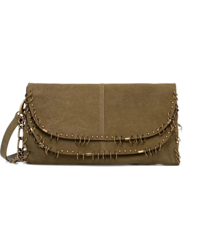 Patrizia Pepe ring-detailed suede shoulder bag - Braun Braun